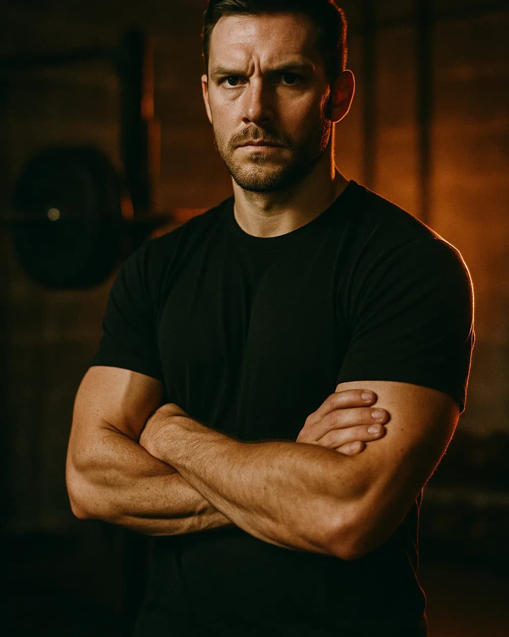 Theo Brandt standing on the gym floor, arms crossed