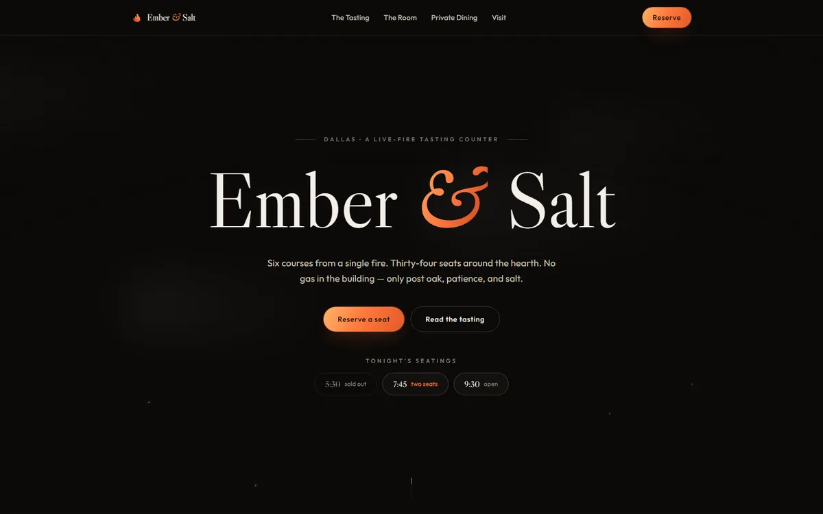 Preview of the Ember & Salt demo site